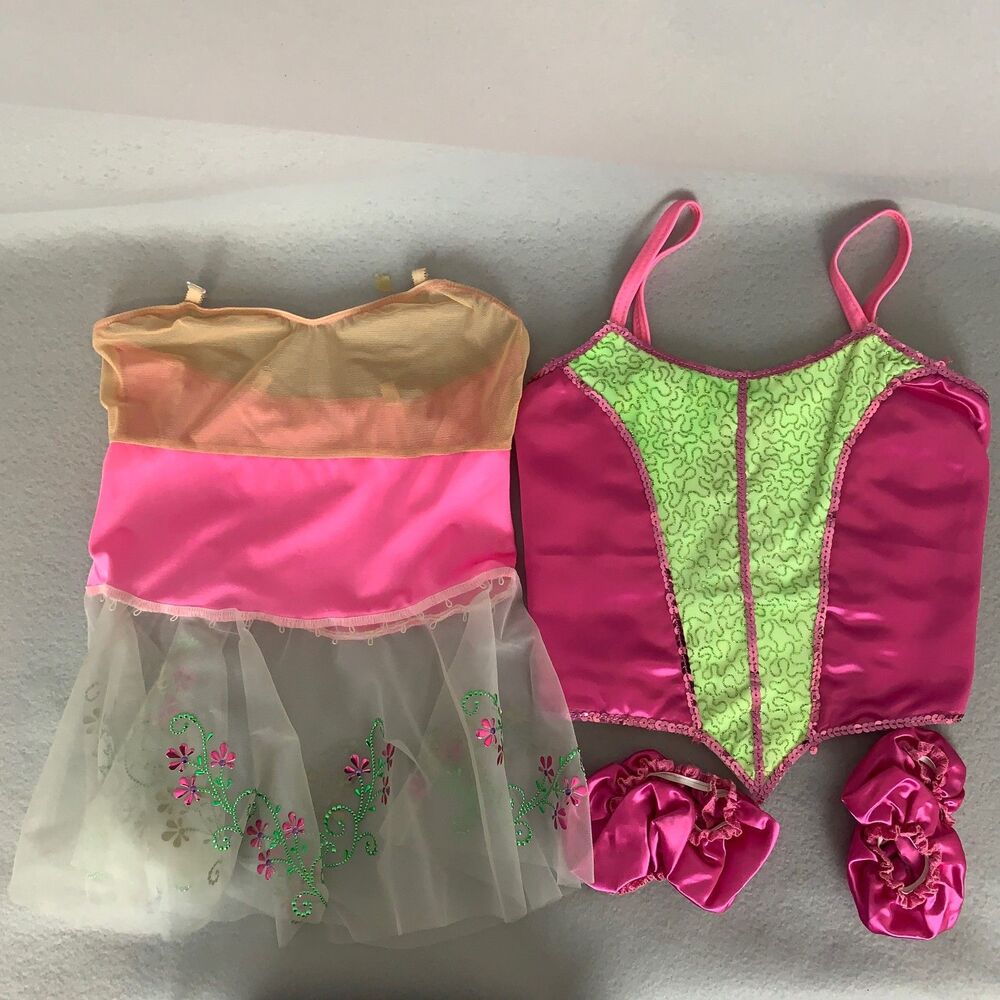 Child Large Ballet Dance Costume Set Pink Leotard Tutu Dress Recital Outfit